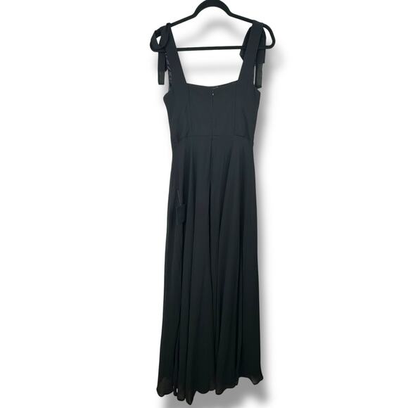 Lulus NWT Love Me Forever Black Tie-Strap Square Neck A-Line Maxi Dress Small - Picture 7 of 11